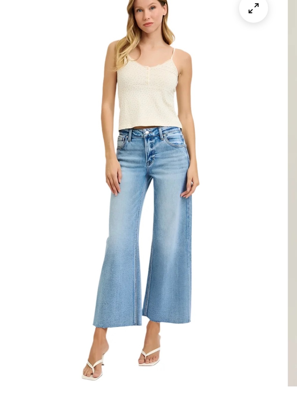 Risen Cropped Wide Leg Light Blue Women’s Jeans
